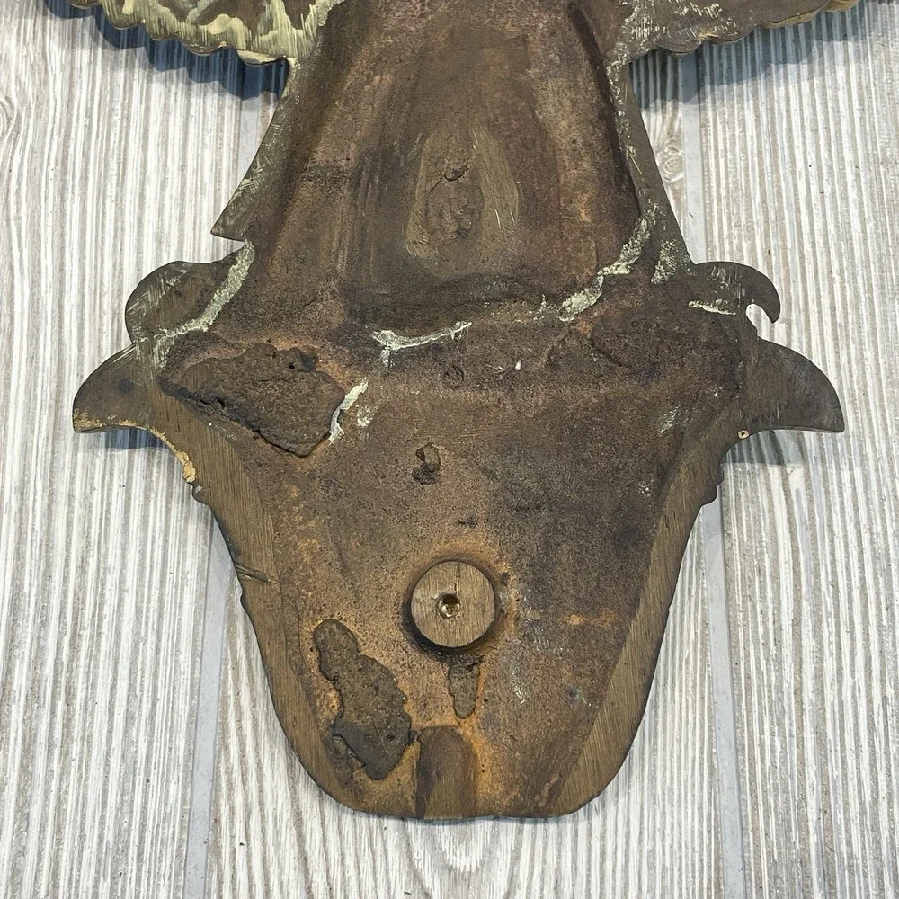 Vintage HEAVY DUTY Brass American Eagle Wall Mount 18